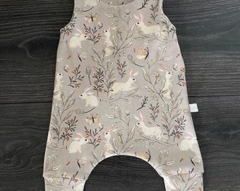 Bunny romper / First Easter outfit / Easter romper / Easter baby / Organic baby clothes / Bunny Harem romper / Baby bunny romper / baby gift