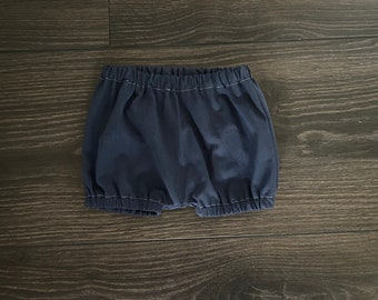 Organic Cotton Baby Bloomers: Unisex Navy Bubble Shorts