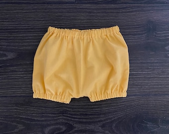 Organic Cotton Baby Bloomers: Unisex Yellow Bubble Shorts