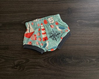 Nautical Baby Bummies: Organic Cotton Unisex Shorties