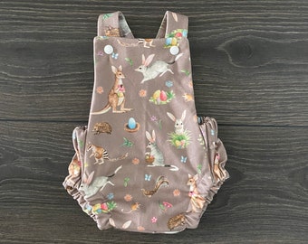Organic Cotton Baby Romper: Easter Bilby Print, Unisex