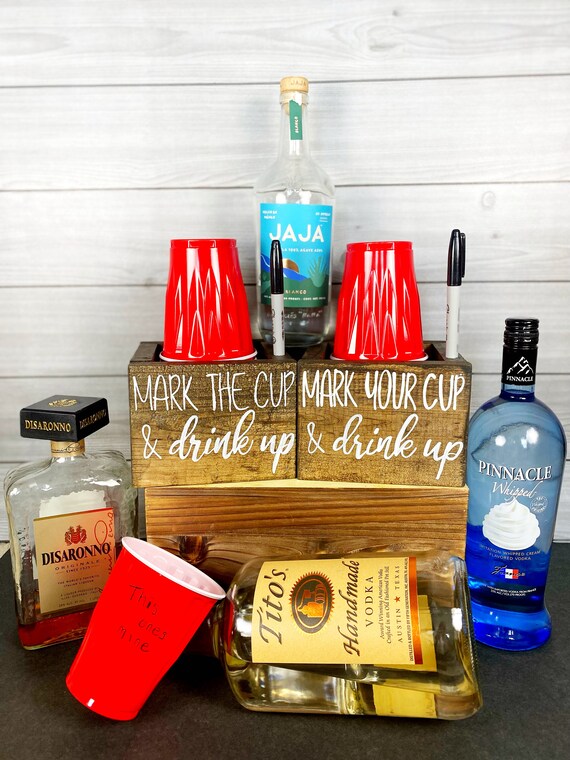 Mark the Cup and Drink up Mark Your Cup and Drink up Solo Cup Drinking  Sharpie Cup Holder Party Party Cup Holder Cup Box 