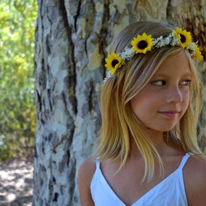 Rustic Sunflower Flower Girl Crown: Stardust Halo, Fall Wedding Photo Prop