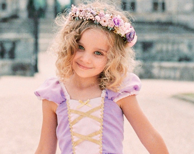 Rapunzel Blumenkranz: Rosa, Lavendel & Gold Blumenkranz