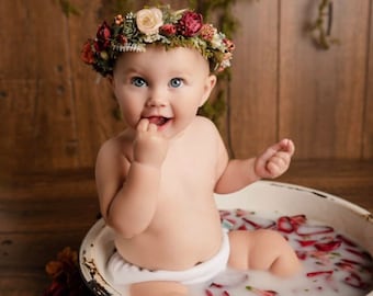 Fall Succulent Flower Crown: Burgundy Bridal Halo, Eucalyptus Hair Piece