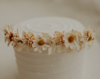 Daisy Flower Crown With Ivory Leaves - Daisy Flower Girl Crown - Bridal Hair Wreath - Photo Prop - Baby Flower Crown - Daisy Halo