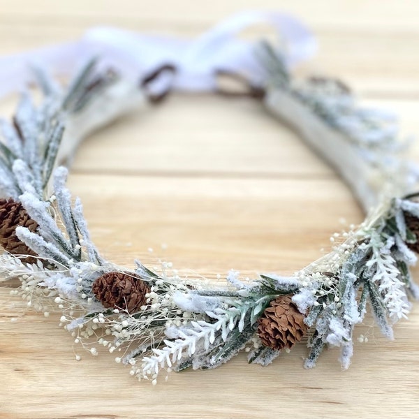 Snowy Pinecone Crown - Winter Flower Crown - Christmas Flower Crown - Pinecone Crown - Holiday Halo