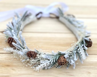 Snowy Pinecone Crown - Winter Flower Crown - Christmas Flower Crown - Pinecone Crown - Holiday Halo
