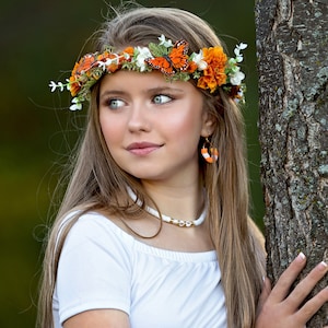 Butterfly Flower Crown - Photo Prop - Monarch Butterfly Crown- Flower Girl Crown - Orange Butterfly Flower Crown