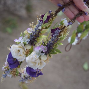 Lavender Flower Crown: Bridal Hair Wreath, Garden Wedding