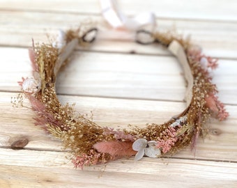 Blush Sunset Flower Crown - Fall Floral Crown - Baby's Breath Crown - Blush Bridal Crown - Flower Girl - Blush Sunset Halo