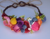 Baby Day of the Dead Flower Crown - Baby Frida Kahlo Flower Crown - Mexican Festival Crown - Fiesta Headpiece - Dia de los Muertos Headpiece