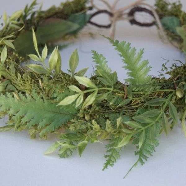 Wild Greens Flower Crown - Greenery Floral Halo - Bridesmaid Crown - Assorted Greenery Halo - Photo Prop - Flower Girl Crown