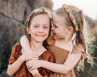 Neutral Baby's Breath Flower Crown: Rustic Prairie Floral Halo