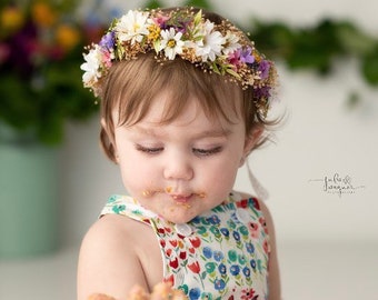 flower girl daisy head wreath