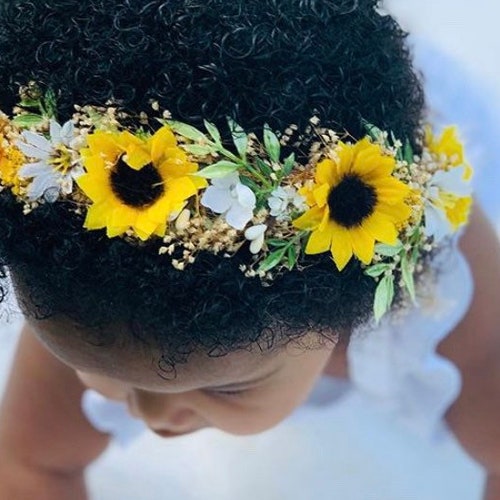 Sunflower & Wild Daisy Flower Crown Sunflower Bridal Halo Etsy