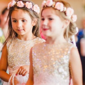 Pink Flower Crown - Wedding Crown - Pink & Gold Floral Halo - Floral Headpiece - Flower Girl Crown - Flower Headband - Baby Girl Floral Halo