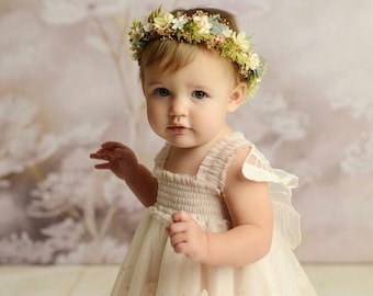 Blush Rose Flower Crown: Baby Floral Halo, Photo Prop