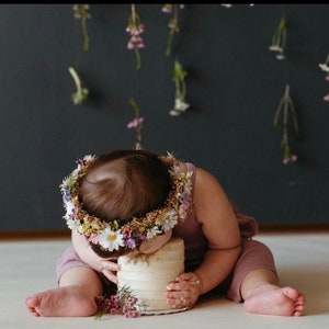 Daisy Wildflower Crown: Cake Smash, Flower Girl Hair Wreath