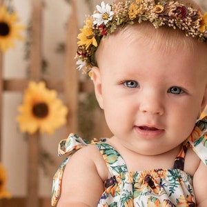 Sunflower & Burgundy Flower Crown - Sunflower Halo - Rustic Flower Crown - Sunflower and Burgundy Halo - Photo Prop - Fall Flower Crown