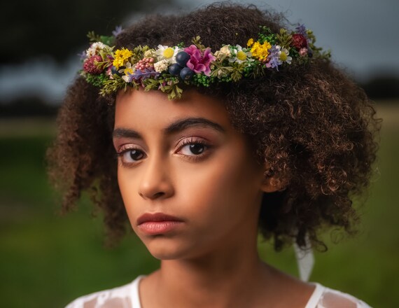 帽子 Meadow Flower crown Meadow Flower Crown - Folk Wedding Crown - Woodland Forest