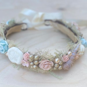 Mermaid Crown - Beach Crown - Seashell Mermaid Crown - Beach Wedding Halo - Beach Baby Photo Prop - Beach Halo - Mermaid Costume Hair Piece