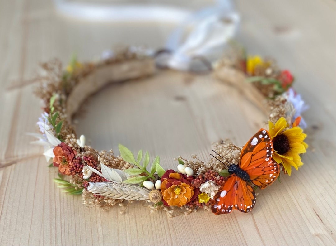 Summer Flower Crown - Sunflower & Daisy Crown - Photo Prop - Butterfly ...