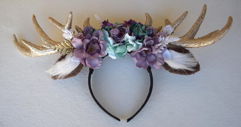 gold deer antler headband
