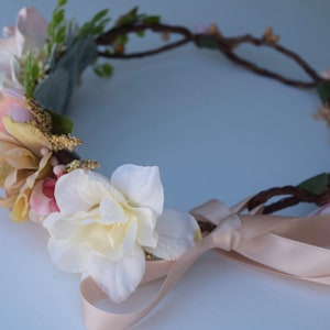 Blush Pink Flower Crown Flower Girl Crown Photo Prop Bridal Flower Crown Blush Hair Wreath Pink Baby Flower Crown image 6