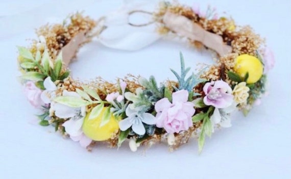 Pink Lemonade Flower Crown: Fruit & Floral Birthday Photo Prop