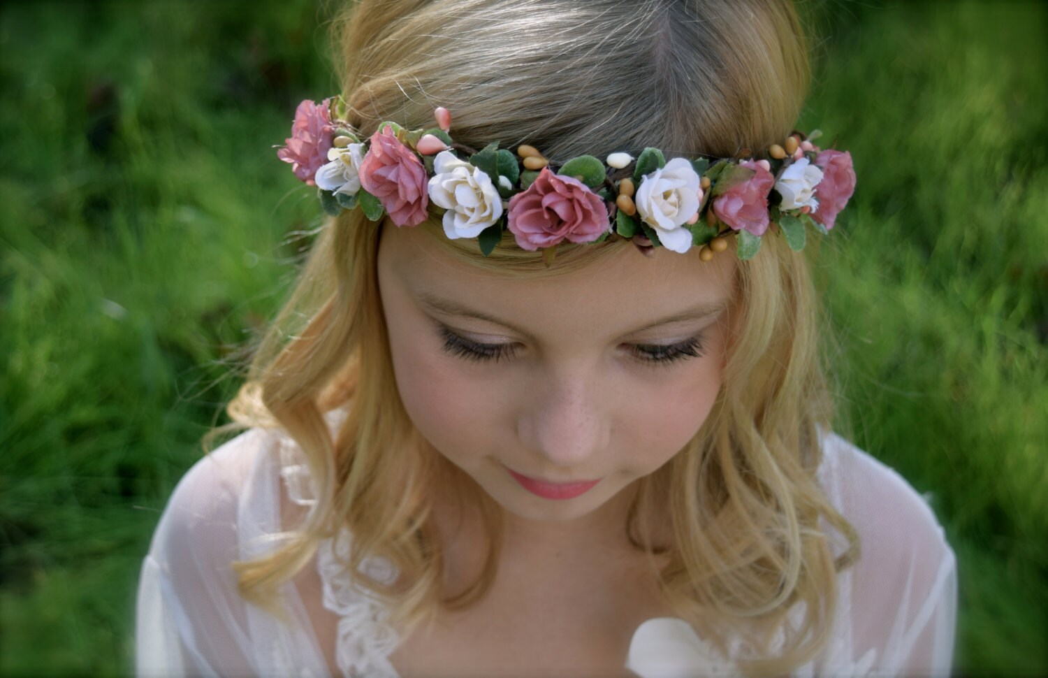 Rose Gold Flower Crown Flower Girl Crown Garden Wedding Etsy