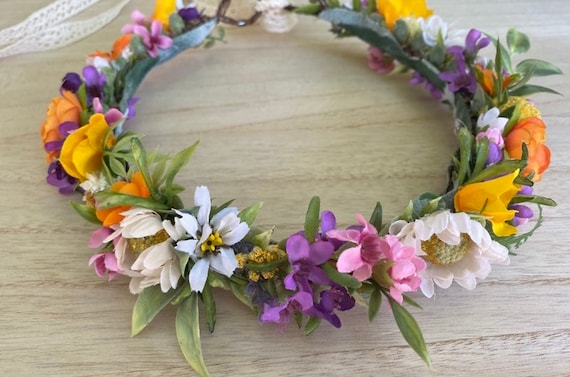 Wildflower Crown: Poppy, Daisy Bridal Halo - Photo Prop