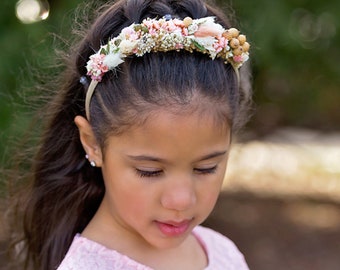 Dried Floral Headband - Dried Flower Headband - Photo Prop - Flower Girl Headband - Baby Girl Floral Headband - Pink Floral Headband