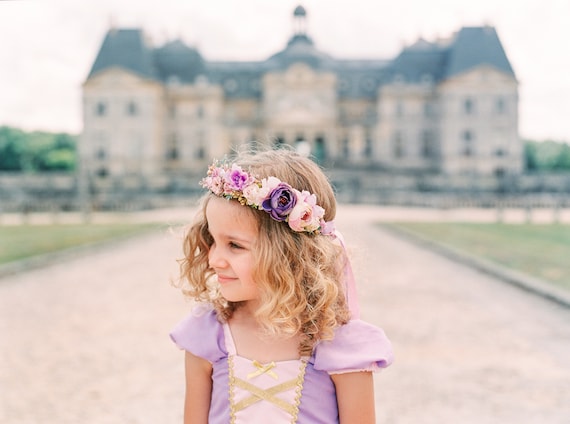 Rapunzel Flower Crown: Pink, Lavender & Gold Floral Wreath  display picture 1