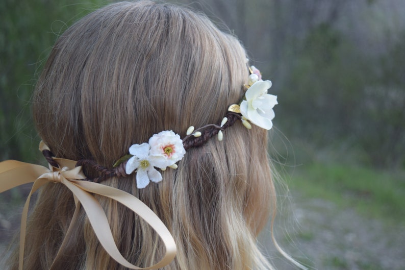 Ivory Pearl & Gold Flower Girl Crown Flower Girl Wreath Etsy