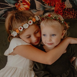 Fall Flower Crown Autumn Spice Flower Crown Flower Girl Crown Engagement Photos Pumpkin, Cinnamon, and Wheat Colors Photo Prop image 3