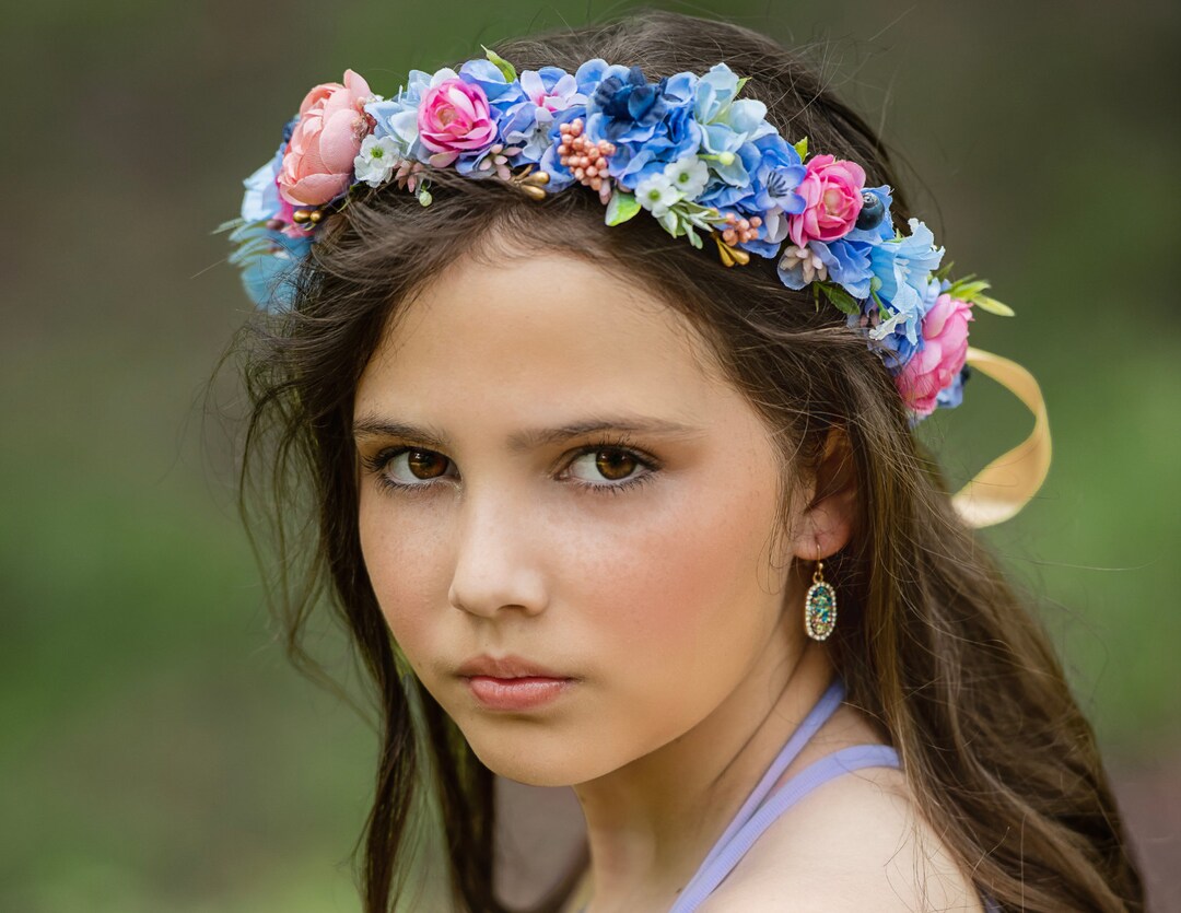 Periwinkle Blue Flower Crown Flower Crown Flower Girl Etsy