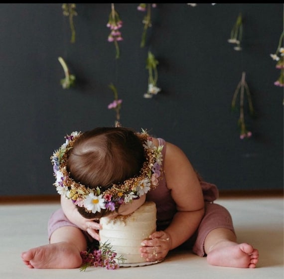Daisy & Wildflower Crown: Cake Smash, Flower Girl Hair Wreath