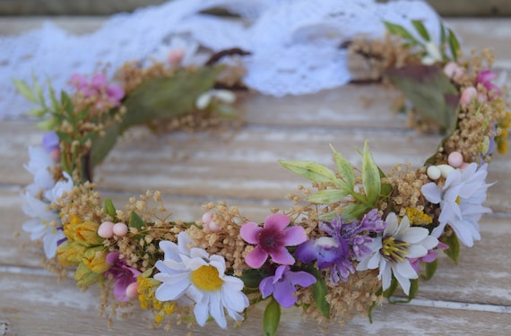 Daisy & Wildflower Flower Crown - Wildflower Hair Wreath