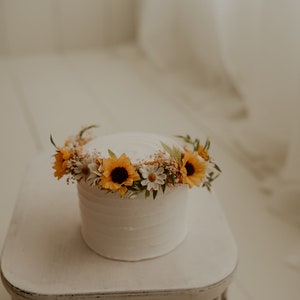 Sunflower & Daisy Flower Crown Sunflower Bridal Halo Rustic Flower Girl Crown Engagement Photos Sunflower Wedding Flower Crown image 4