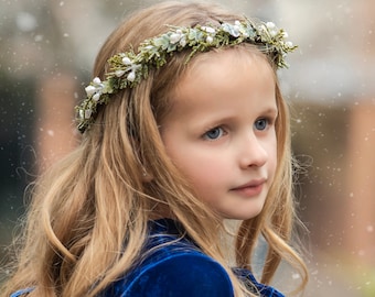 Frosted Greenery Flower Crown: Winter White Berry Headpiece