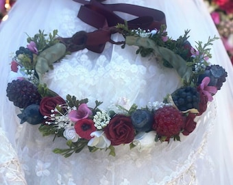 Berry Flower Crown: First Birthday Cake Smash Photo Prop