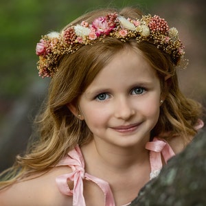 Dusty Pink Dried Flower Crown: Baby&#39;s Breath Floral Halo
