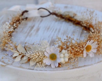 Baby's Breath & Daisy Flower Crown - Preserved Baby's Breath Halo - Flower Girl Crown - Bridal Hair Wreath - Photo Prop - Baby Flower Crown