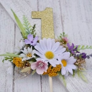 Floral Cake Topper - Cake Topper  - Boho Photo Prop - 1st Birthday Cake Topper - 1st Birthday