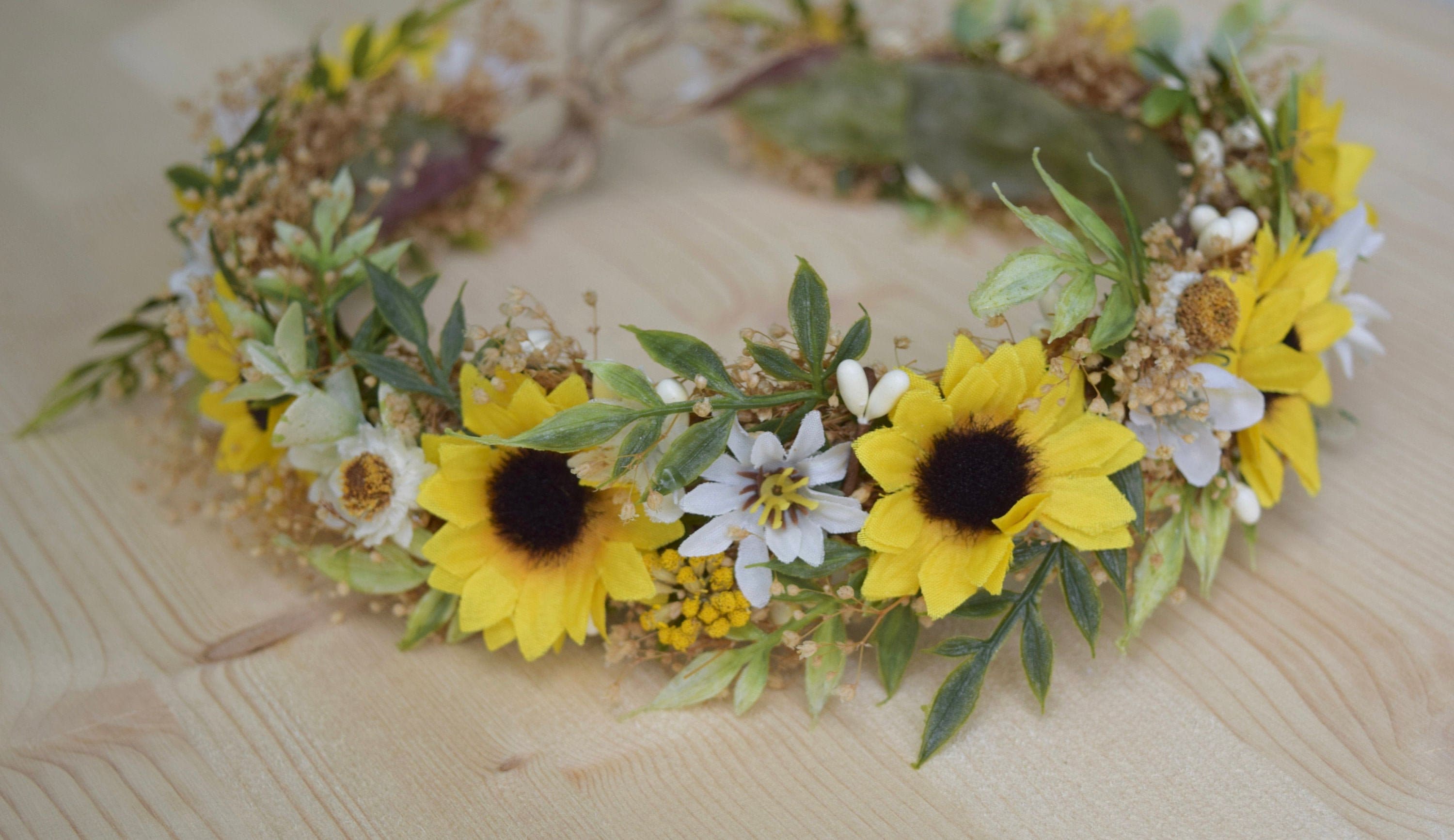 Daisies and Sunflowers For Ever! Halo Head Piece Sunflower Headpiece - Yellow Flower Halo Crown - Peacock  main image 4
