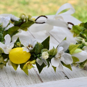 Lemon Flower Crown - Fruit Bath Photo Prop - Lemon Floral Crown - Birthday Crown - Lemonade Costume Crown - Baby Photo Prop - Baby Shower