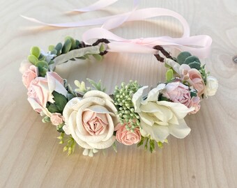 Blush Pink Rose Flower Crown: Newborn Photo Prop