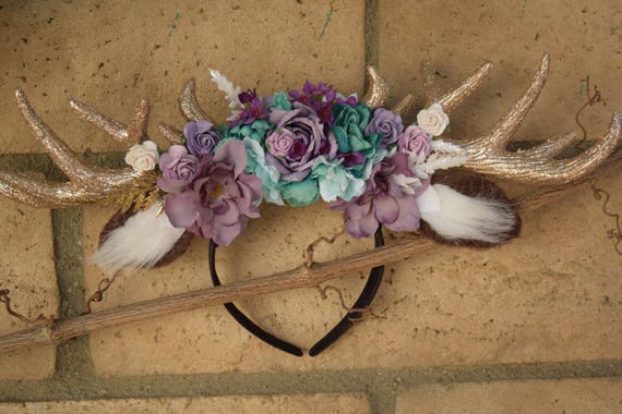 floral deer antler headband