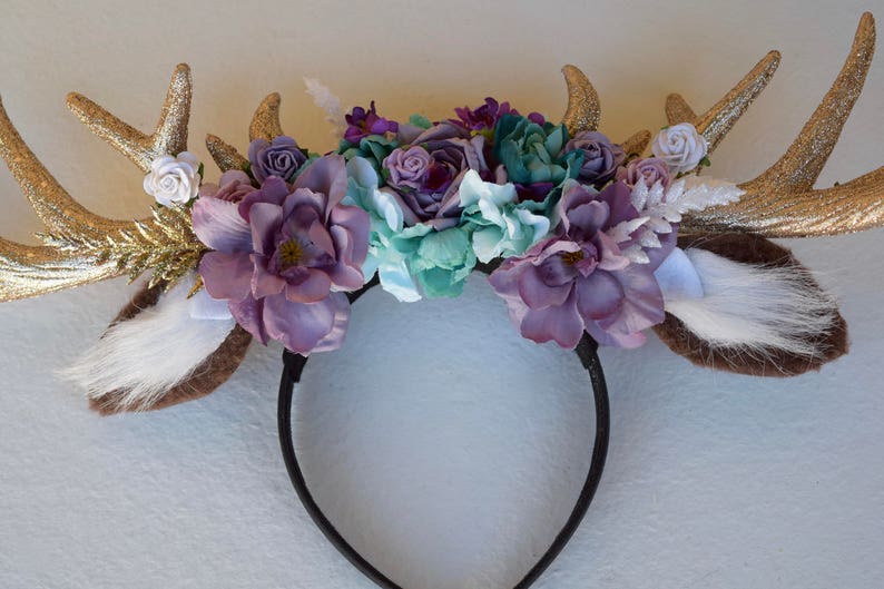 floral deer antler headband